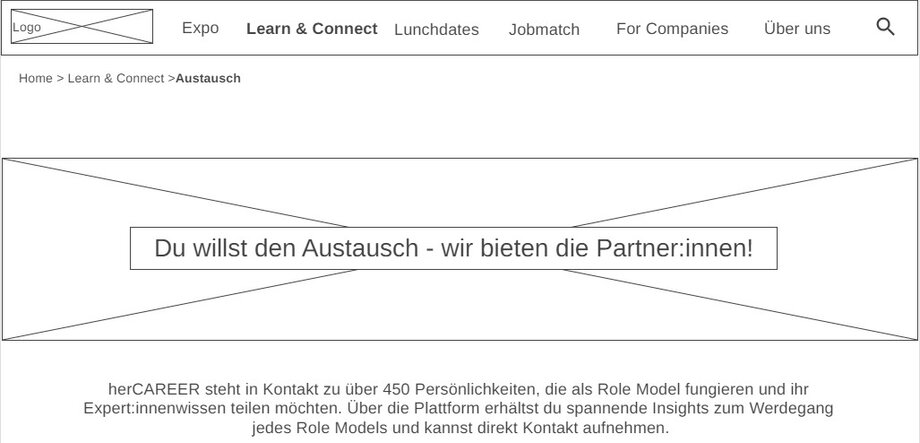 02 Wireframe fuer die neue Menuefuehrung und die Learn Connect Unterseite